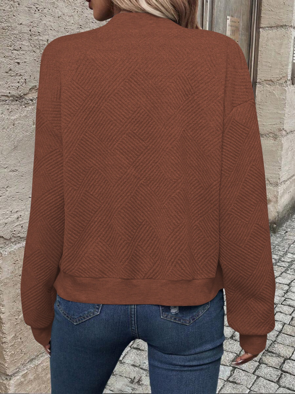 Textured Zip Up Long Sleeve Jacket NicholesGifts