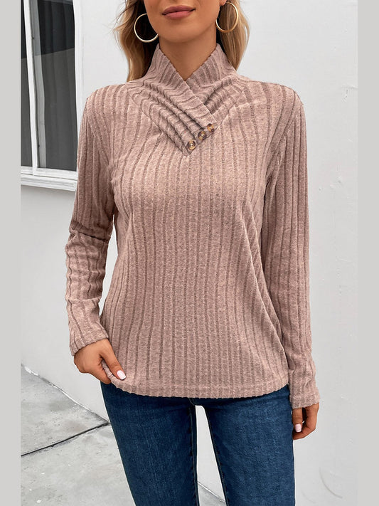 Women Perfee Ribbed Turtleneck Long Sleeve Sweater