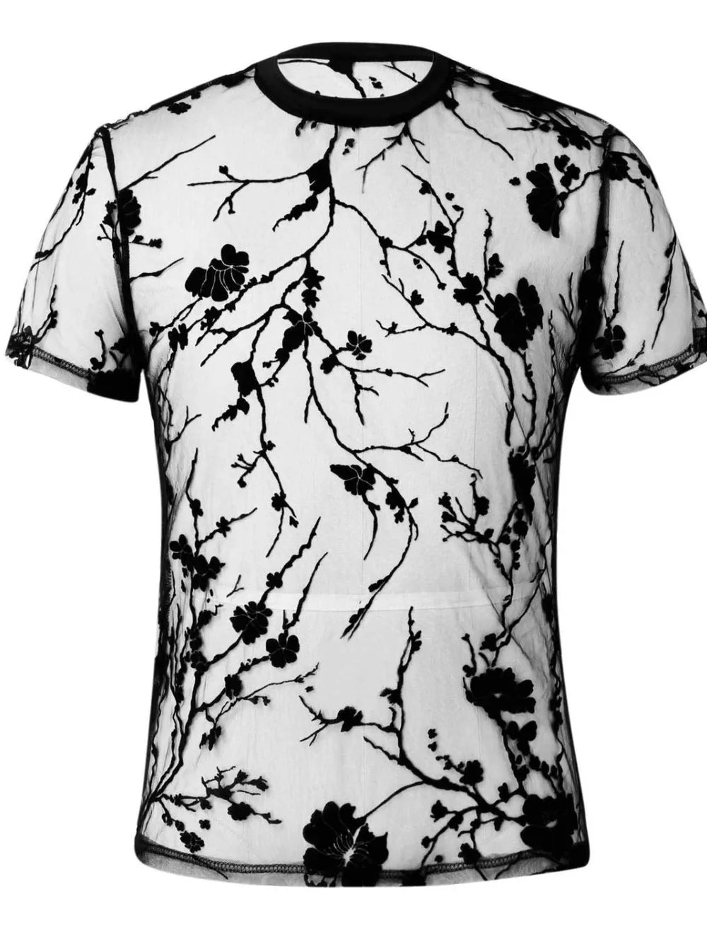 Men's Full Size Round Neck Short Sleeve Sheer Top Plus Size NicholesGifts