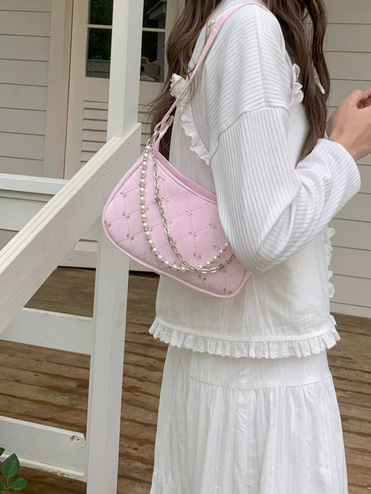 Pearl Chain Shoulder Bag nicholesgifts