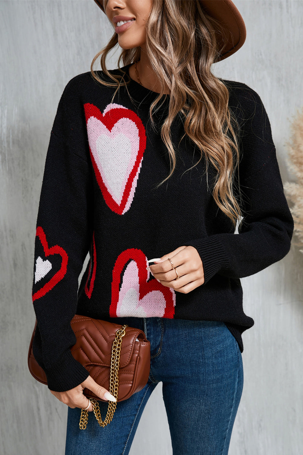 NicholesGifts Women Angel Wings Heart Round Neck Long Sleeve Sweater NicholesGifts