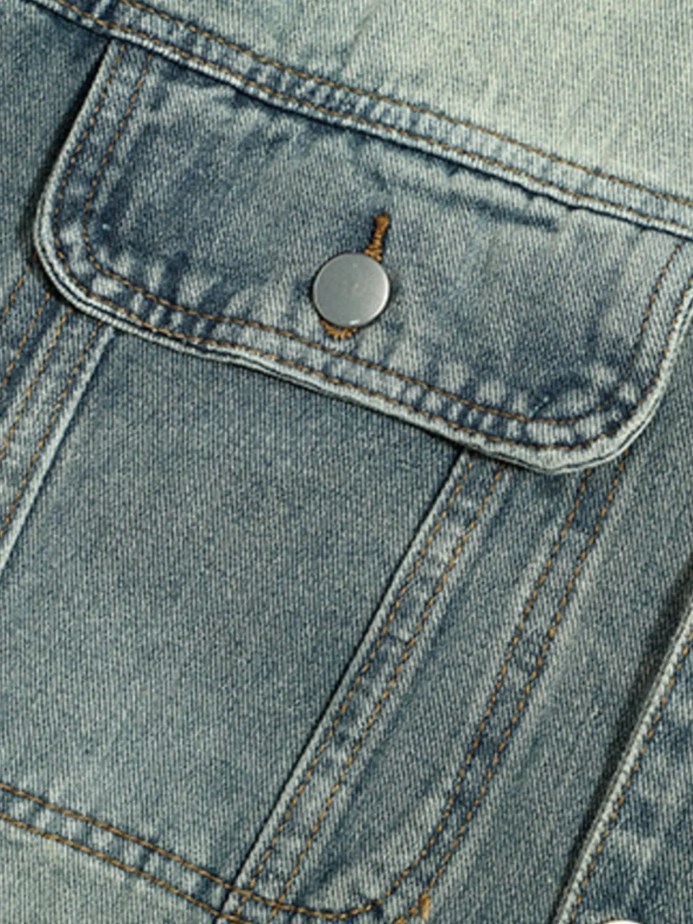 Men's Button Up Long Sleeve Denim Jacket Trendsi