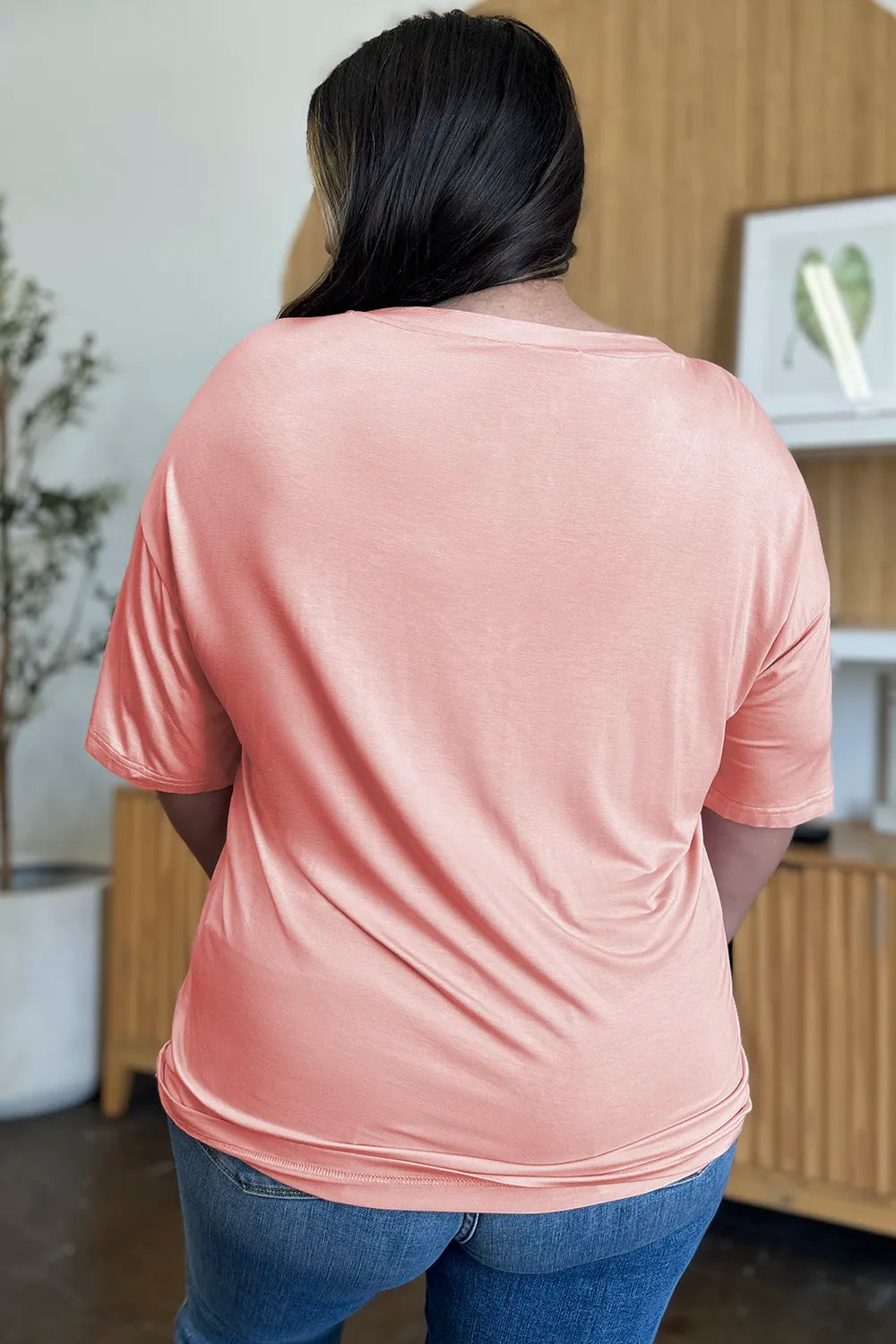 Basic Bae Full Size Bamboo V-Neck Drop Shoulder T-Shirt NicholesGifts