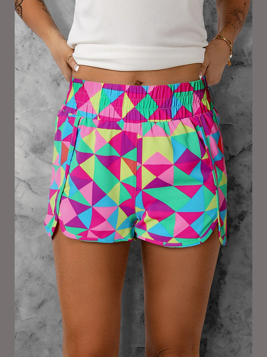 Women Color Block Elastic Waist Shorts NicholesGifts