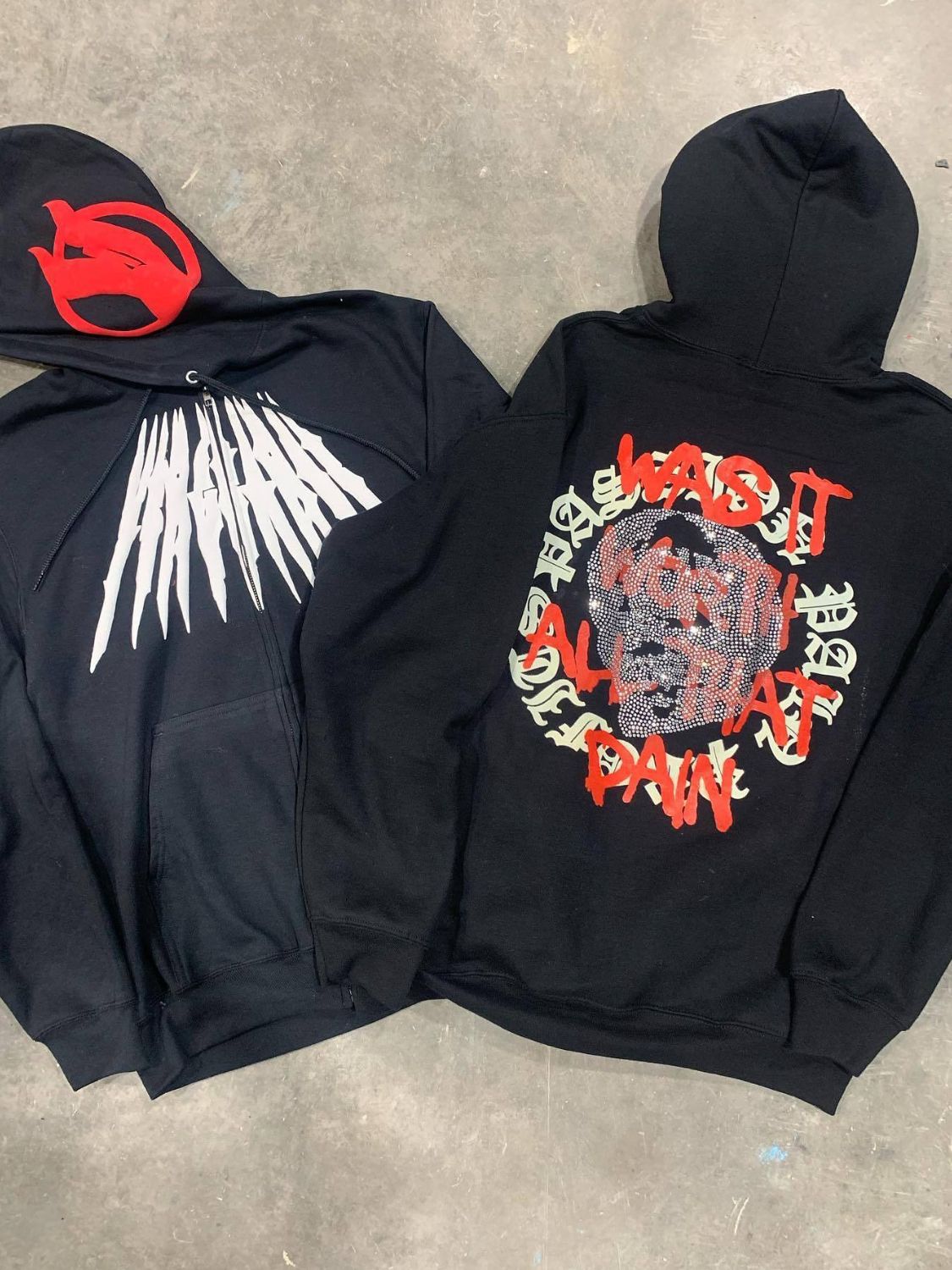 Men's Rhinestone Letter Zip Up Hoodie NicholesGifts