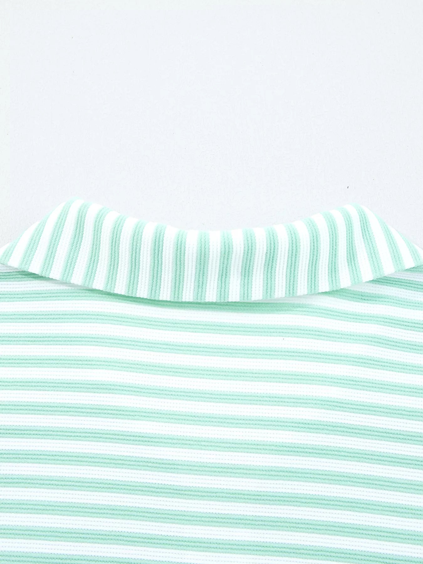 Stripe Quarter Zip Collar Long Sleeve Top Trendsi