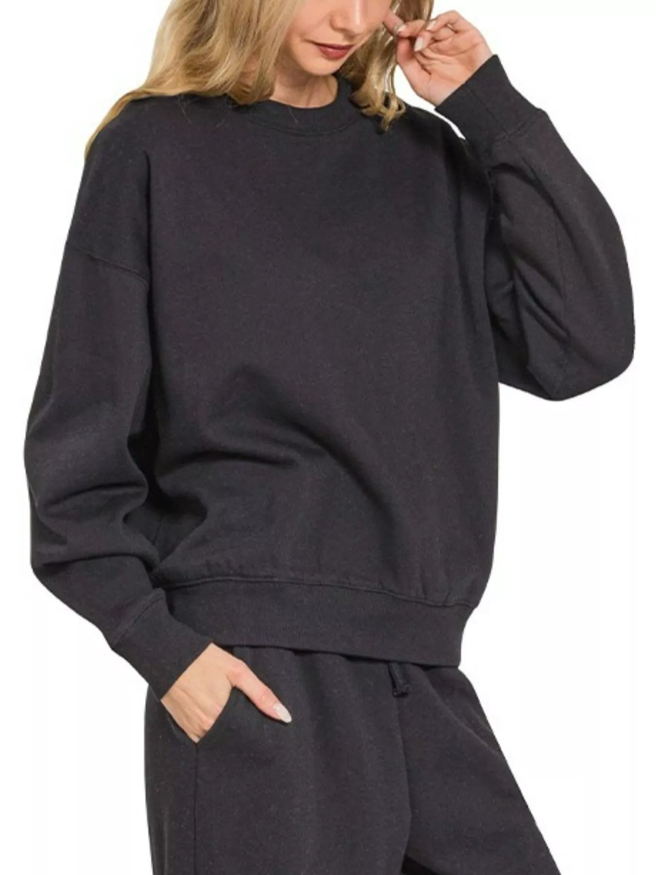 Zenana Fleece Long Sleeve Top and Sweatpants Set NicholesGifts