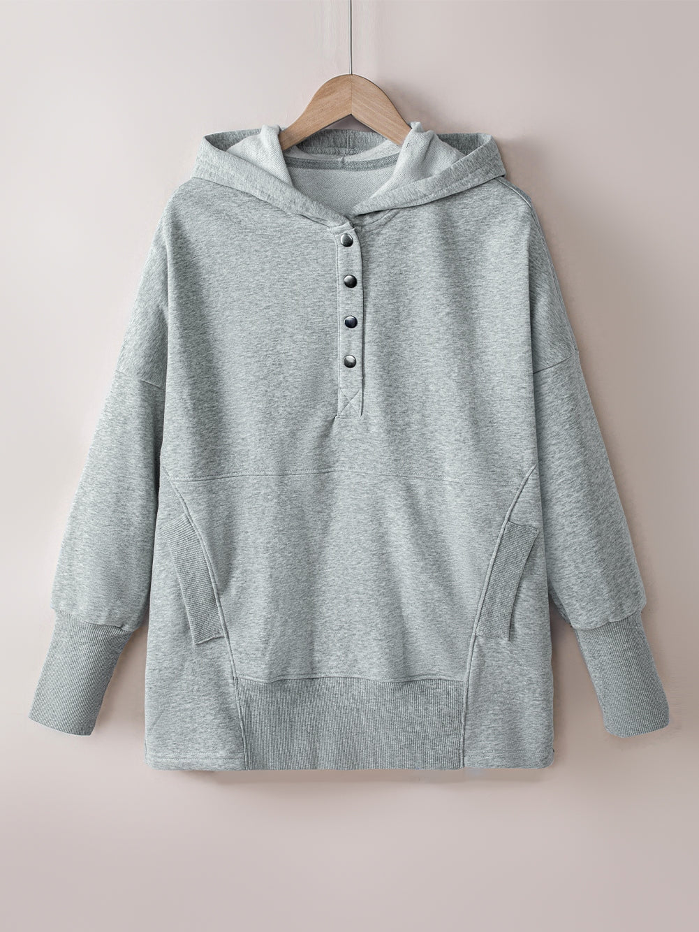 NicholesGifts Women Quarter-Snap Dropped Shoulder Hoodie NicholesGifts