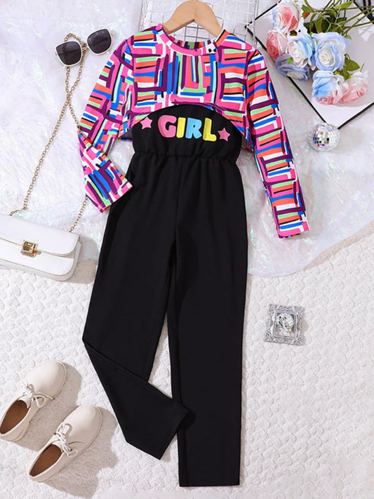 Children's Colorful Geometric Print Top & Jumpsuit Set NicholesGifts