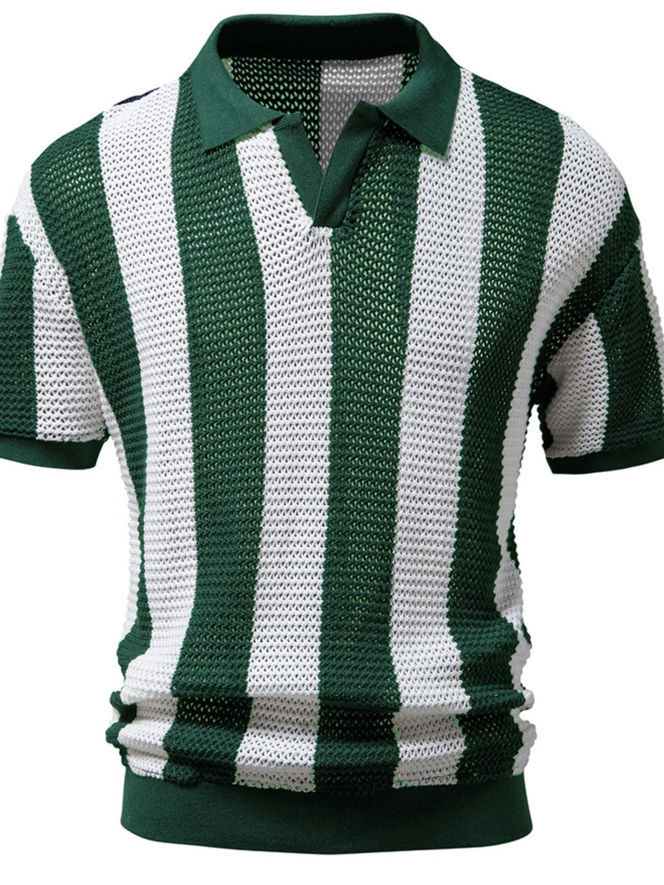 Men's Striped Short Sleeve Knit Polo