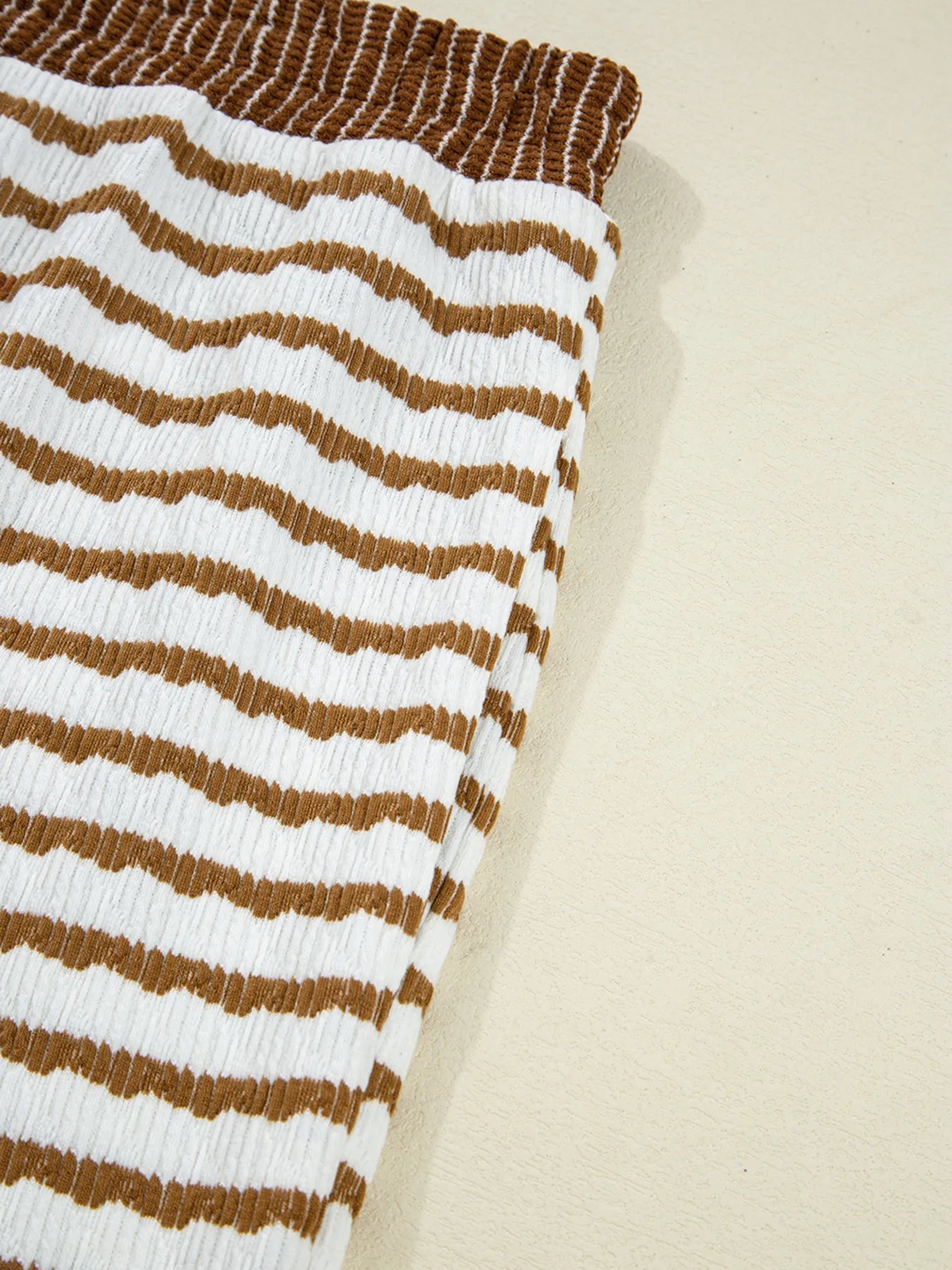 Stripe Collared Top and Drawstring Pant Set Trendsi