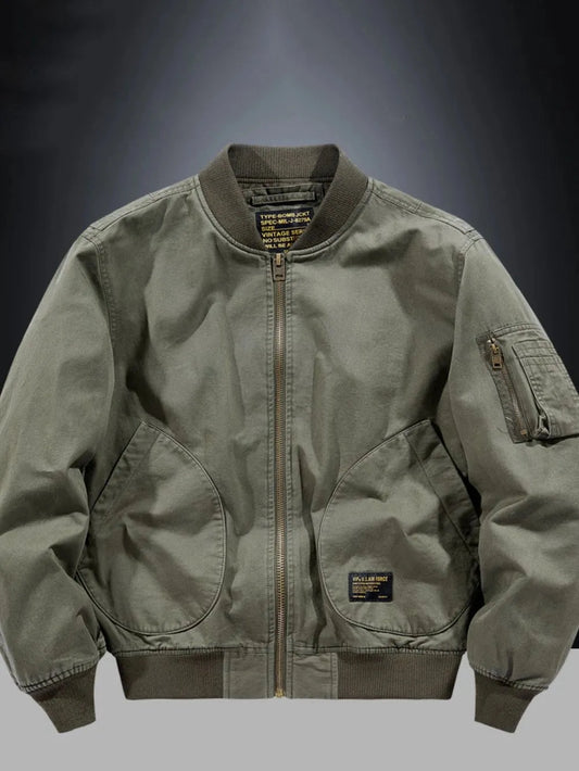 Men's Plus Size Zip Up Baseball Collar Bomber Jacket Trendsi