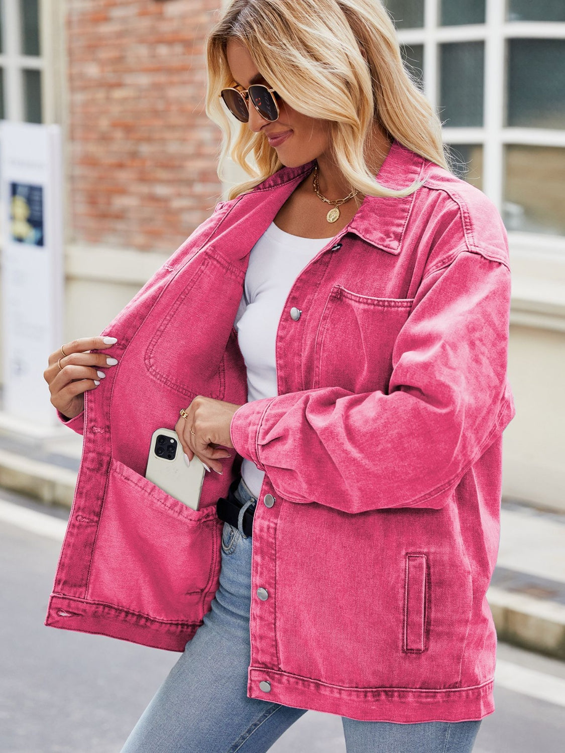 NicholesGifts Women Button Up Denim Jacket with Pockets NicholesGifts
