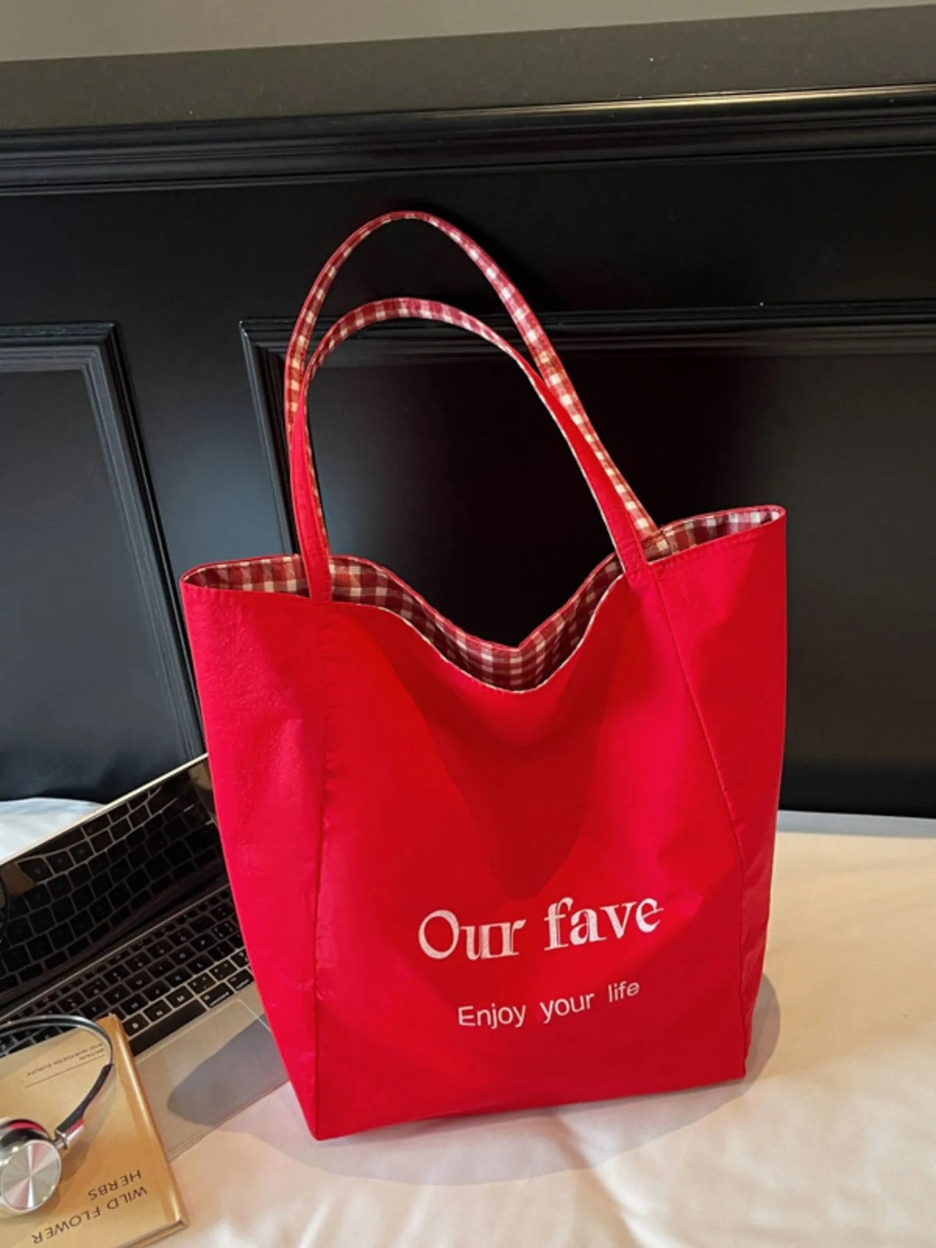 Plaid Pattern Tote Bag Trendsi