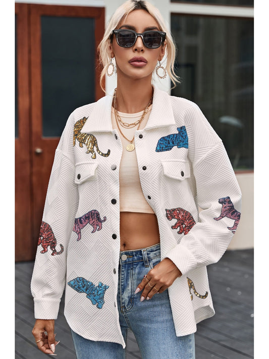 Tiger Sequin Dropped Shoulder Jacket NicholesGifts