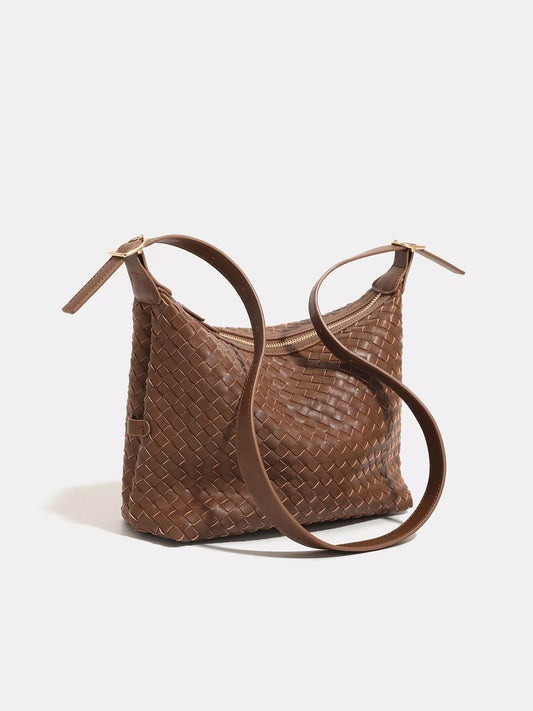 Woven PU Leather Shoulder Bag nicholesgifts
