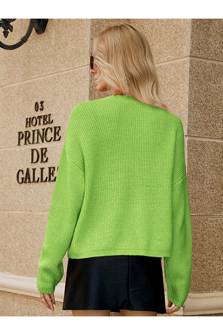 NicholesGifts Women Dropped Shoulder Button Up Cardigan Sweaters