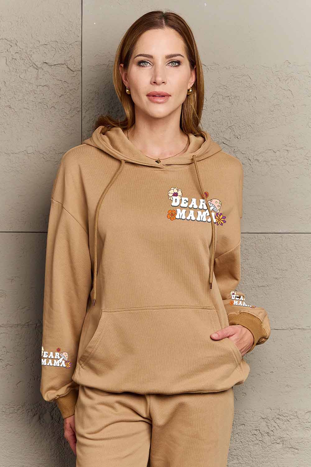 Simply Love Simply Love Full Size DEAR MAMA Flower Graphic Hoodie Trendsi
