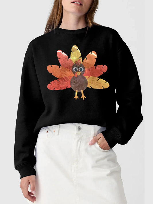 Graphic Round Neck Long Sleeve Sweatshirt