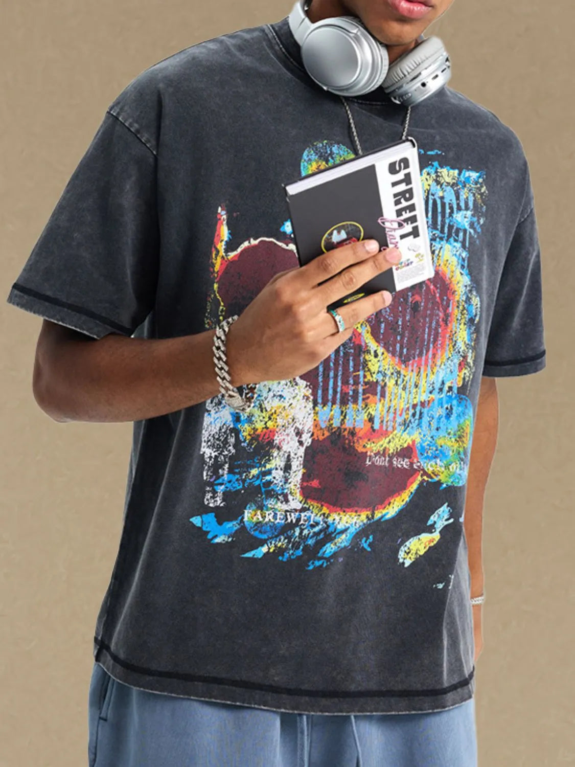 Men's Graphic Round Neck Half Sleeve T-Shirt Trendsi