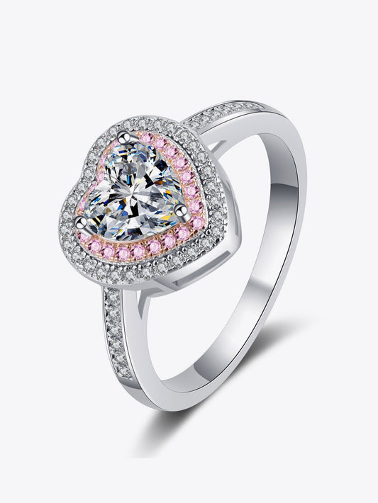 1 Carat Moissanite Heart 925 Sterling Silver Ring nicholesgifts