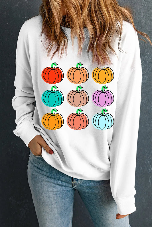 Pumpkin Graphic Long Sleeve Sweatshirt NicholesGifts