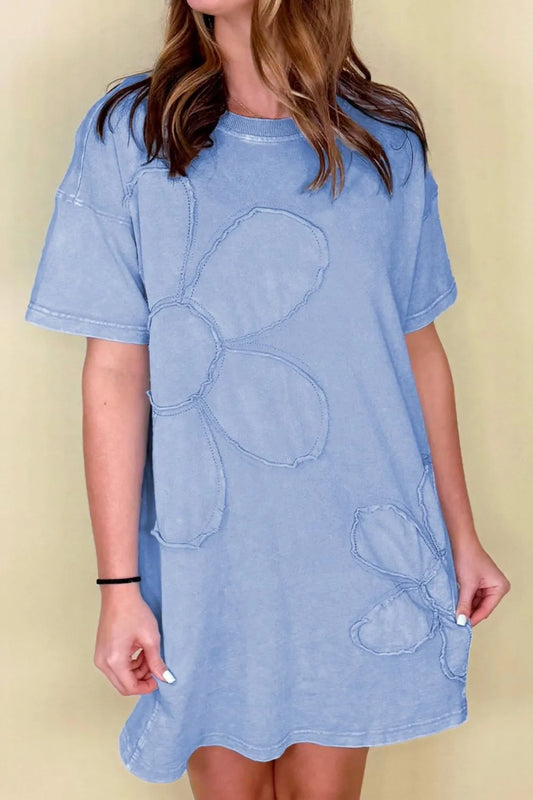 Floral Round Neck Short Sleeve T-Shirt Dress Trendsi