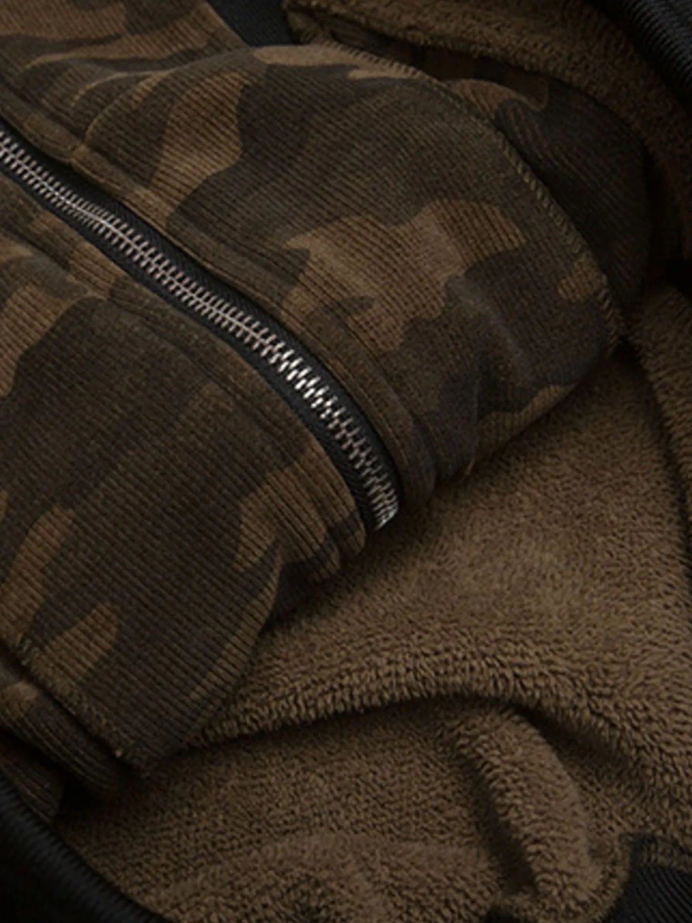 Men's Camouflage Faux Fur Hood Jacket Trendsi