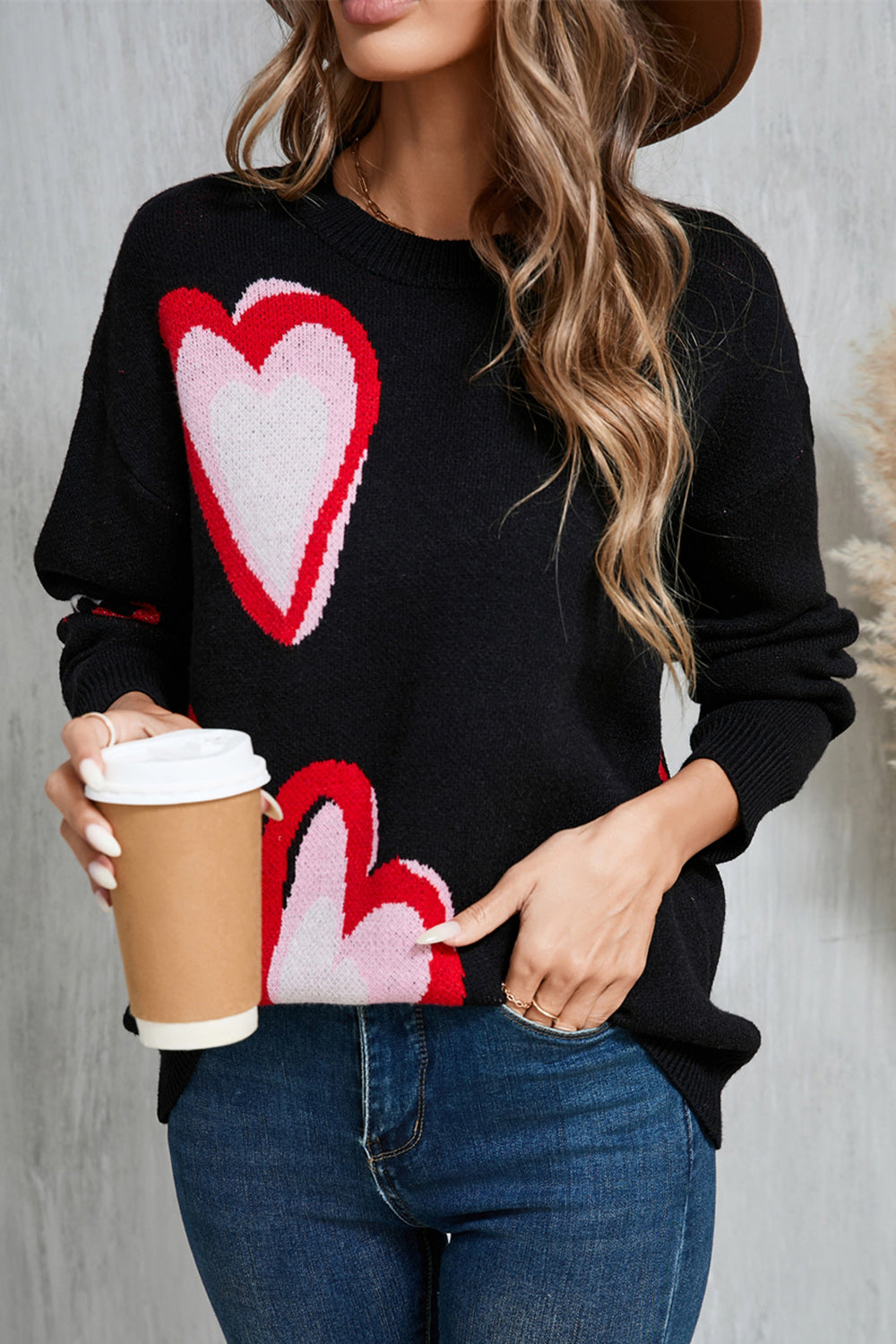 NicholesGifts Women Angel Wings Heart Round Neck Long Sleeve Sweater NicholesGifts