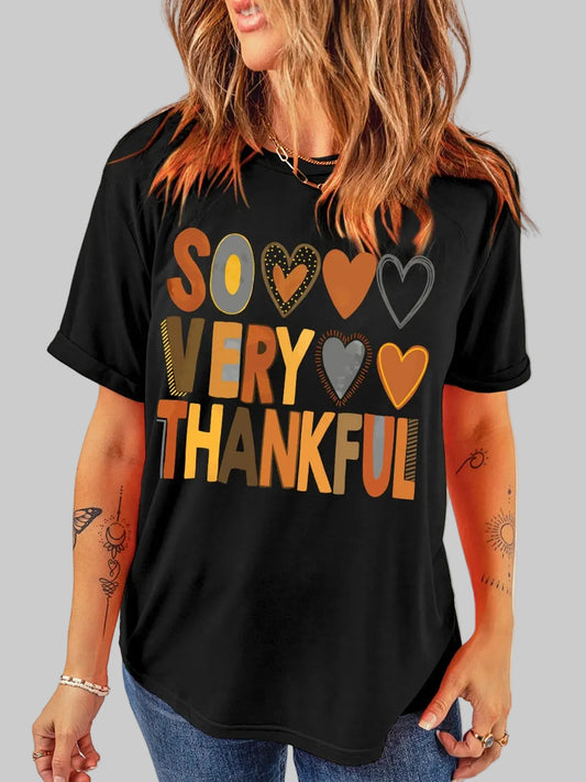 Letter Graphic Round Neck Short Sleeve T-Shirt nicholesgifts