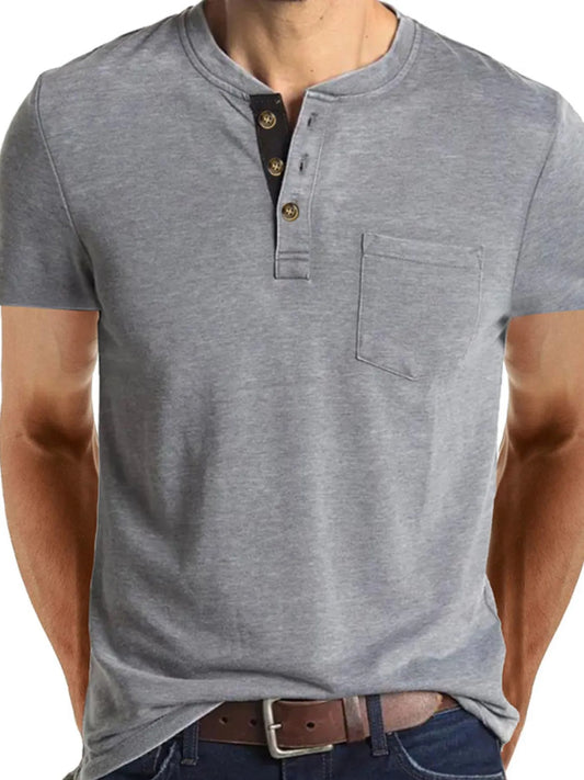 Men's Full Size Classic Henley Pocket Polo T-Shirt Plus Size NicholesGifts