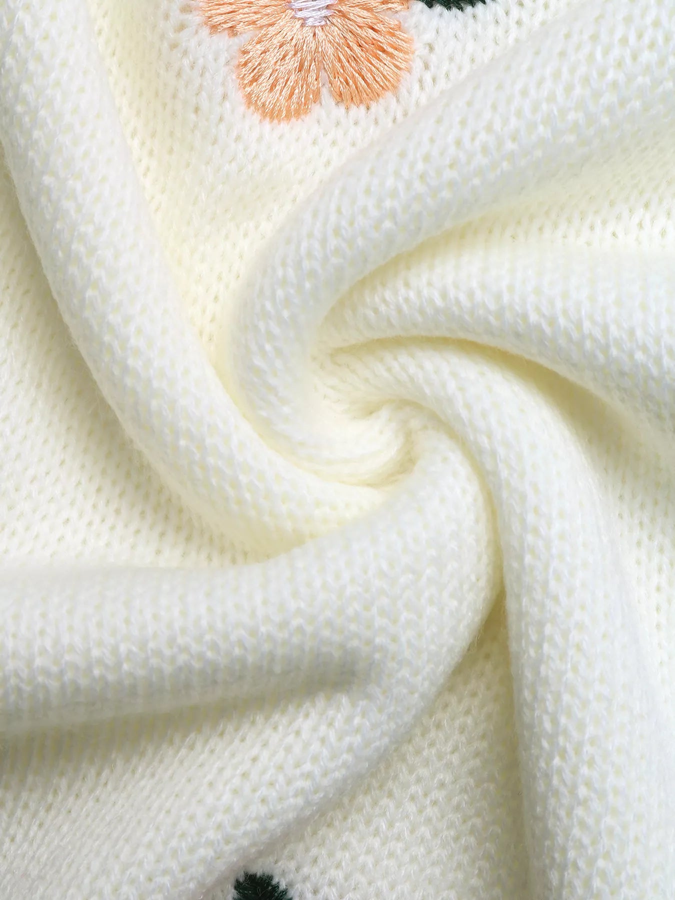 Flower Round Neck Long Sleeve Sweater