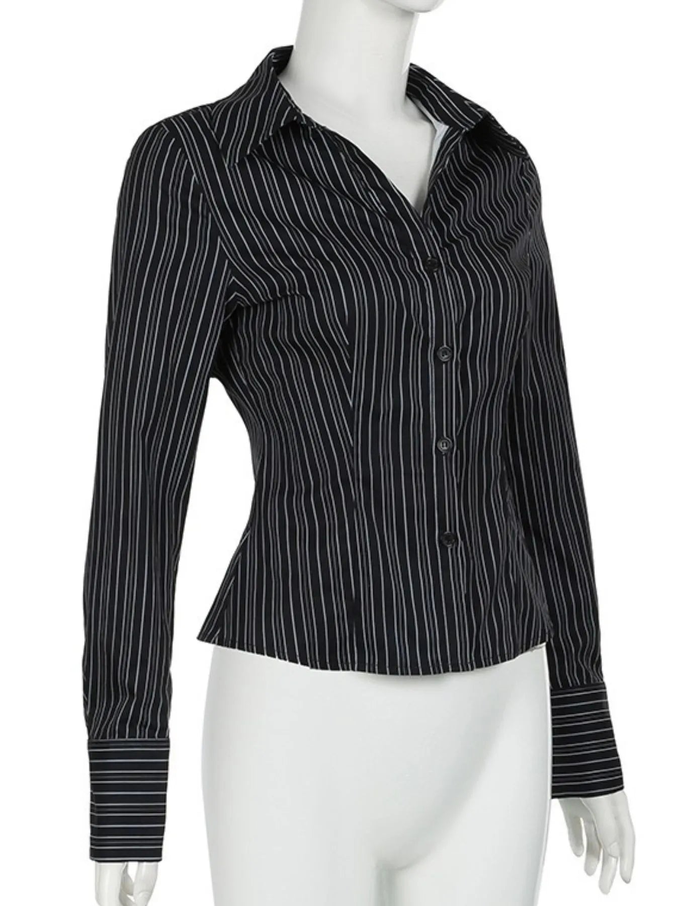 Striped Button-Down Collared Neck Shirt Trendsi