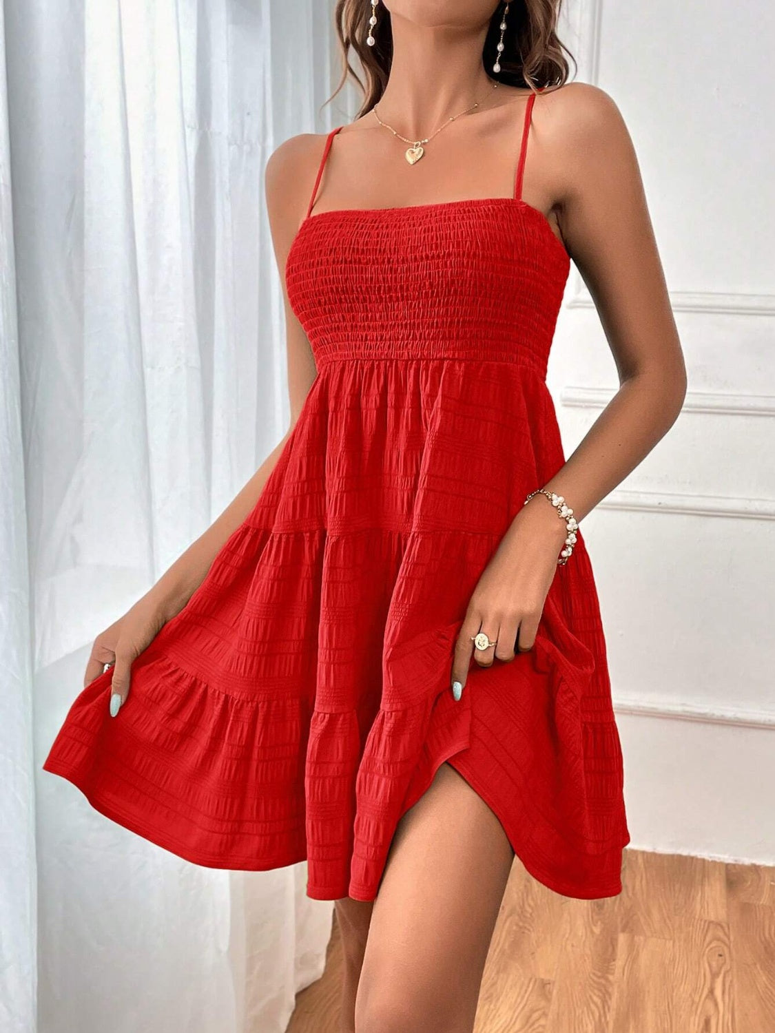Women Smocked Tiered Sleeveless Mini Summer Dress NicholesGifts
