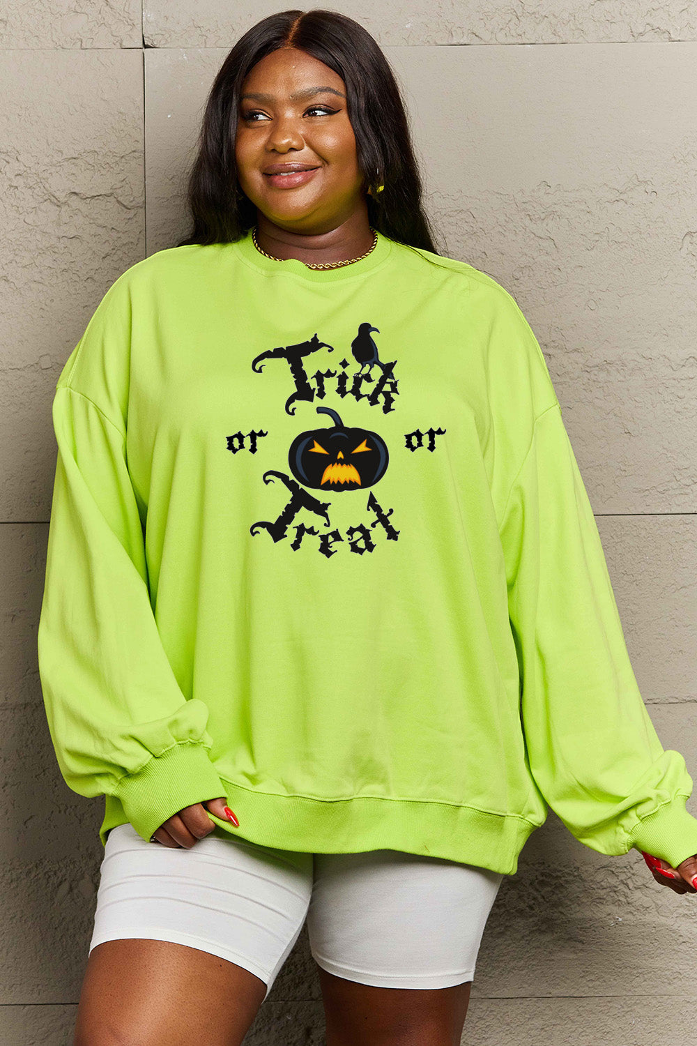 Simply Love Full Size TRICK OR TREAT Graphic Sweatshirt NicholesGifts