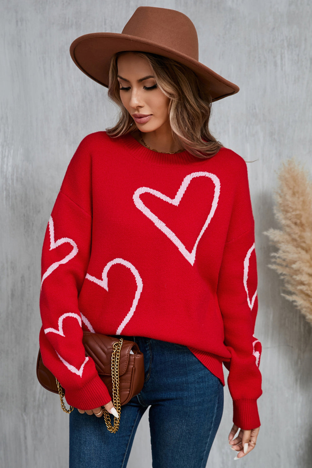 NicholesGifts Women Angel Wings Heart Dropped Shoulder Long Sleeve Sweater NicholesGifts