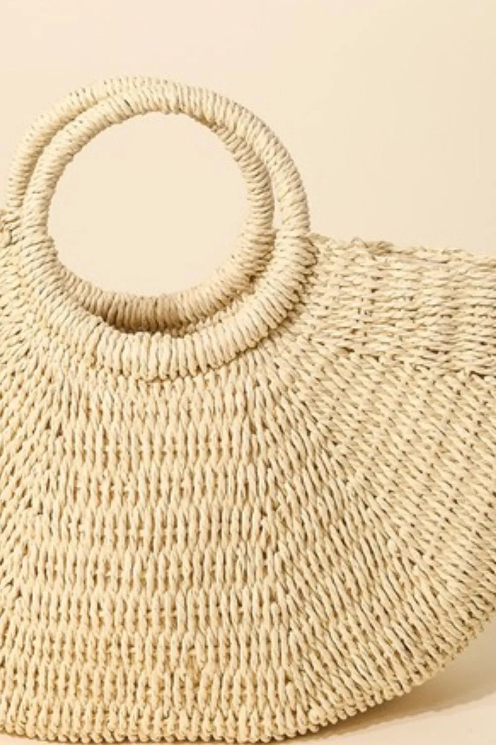 Fame Half Moon Straw Tote Bag Trendsi