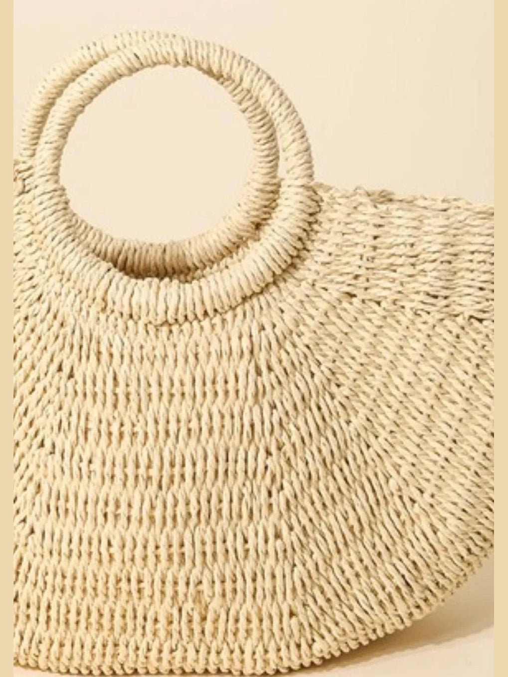 Fame Half Moon Straw Tote Bag