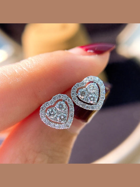 Women Rhinestone Love Stud Earrings For Women Temperament Fashion Heart-shape Earrings NicholesGifts