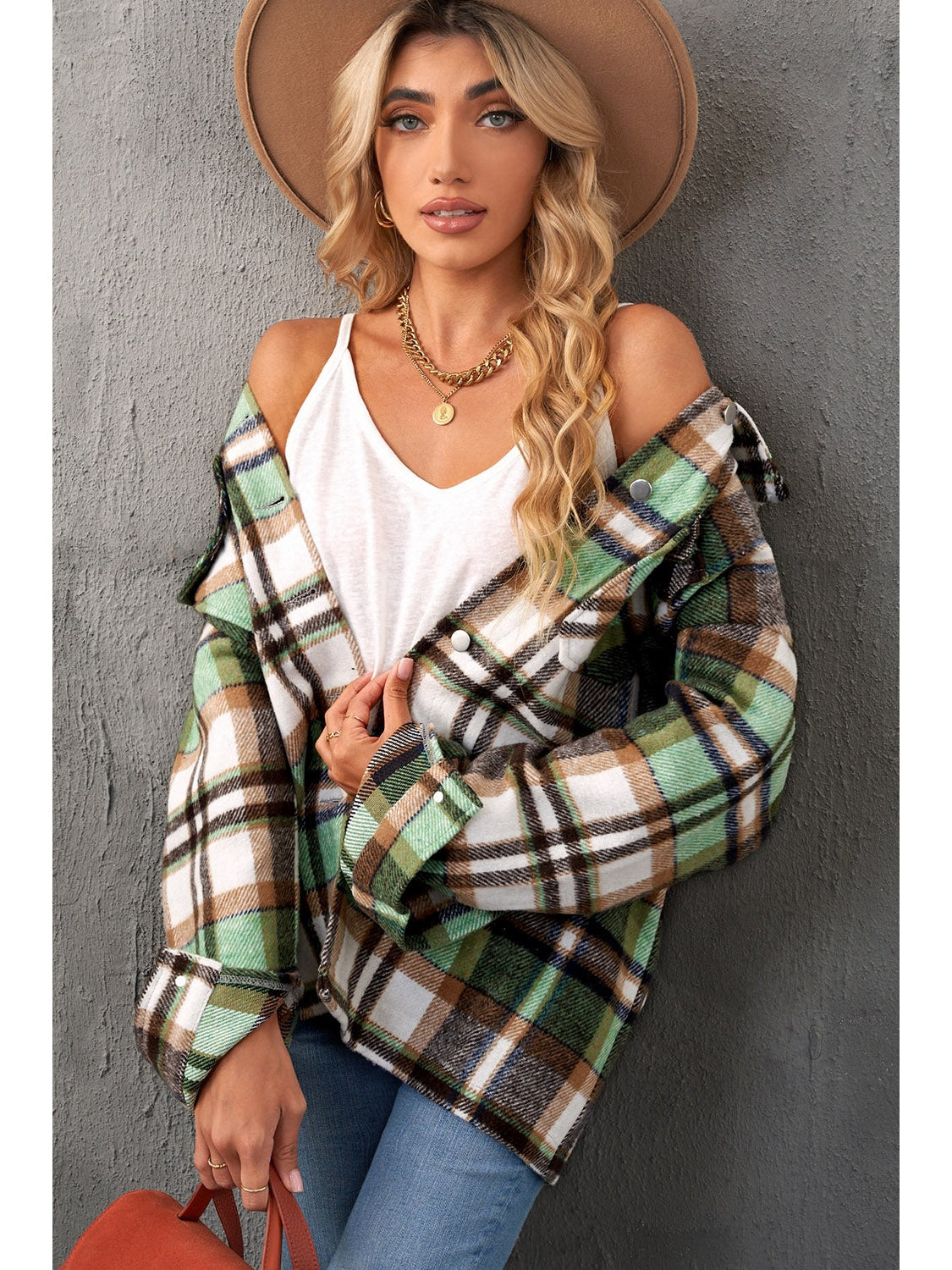 Plaid Pocketed Button Down Shacket NicholesGifts