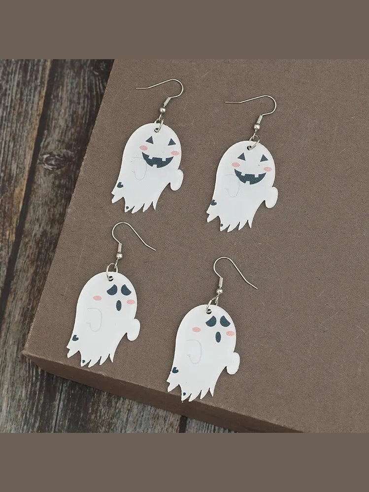 2 Piece Alloy Acrylic Ghost Dangle Earrings