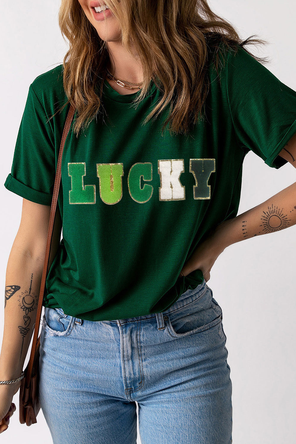 LUCKY Round Neck Short Sleeve T-Shirt NicholesGifts