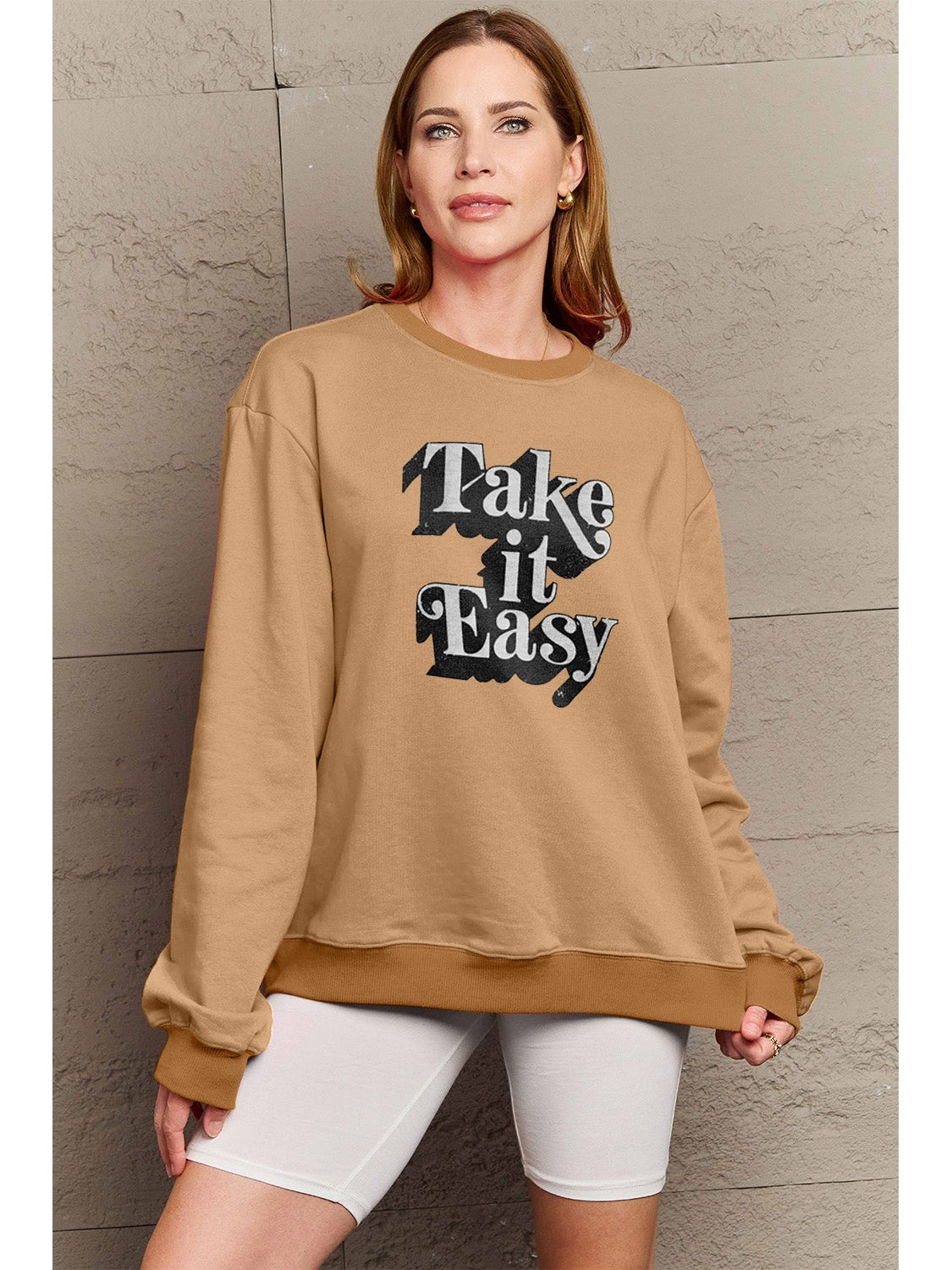 Simply Love Full Size TAKE IT EASY Graphic Sweatshirt NicholesGifts