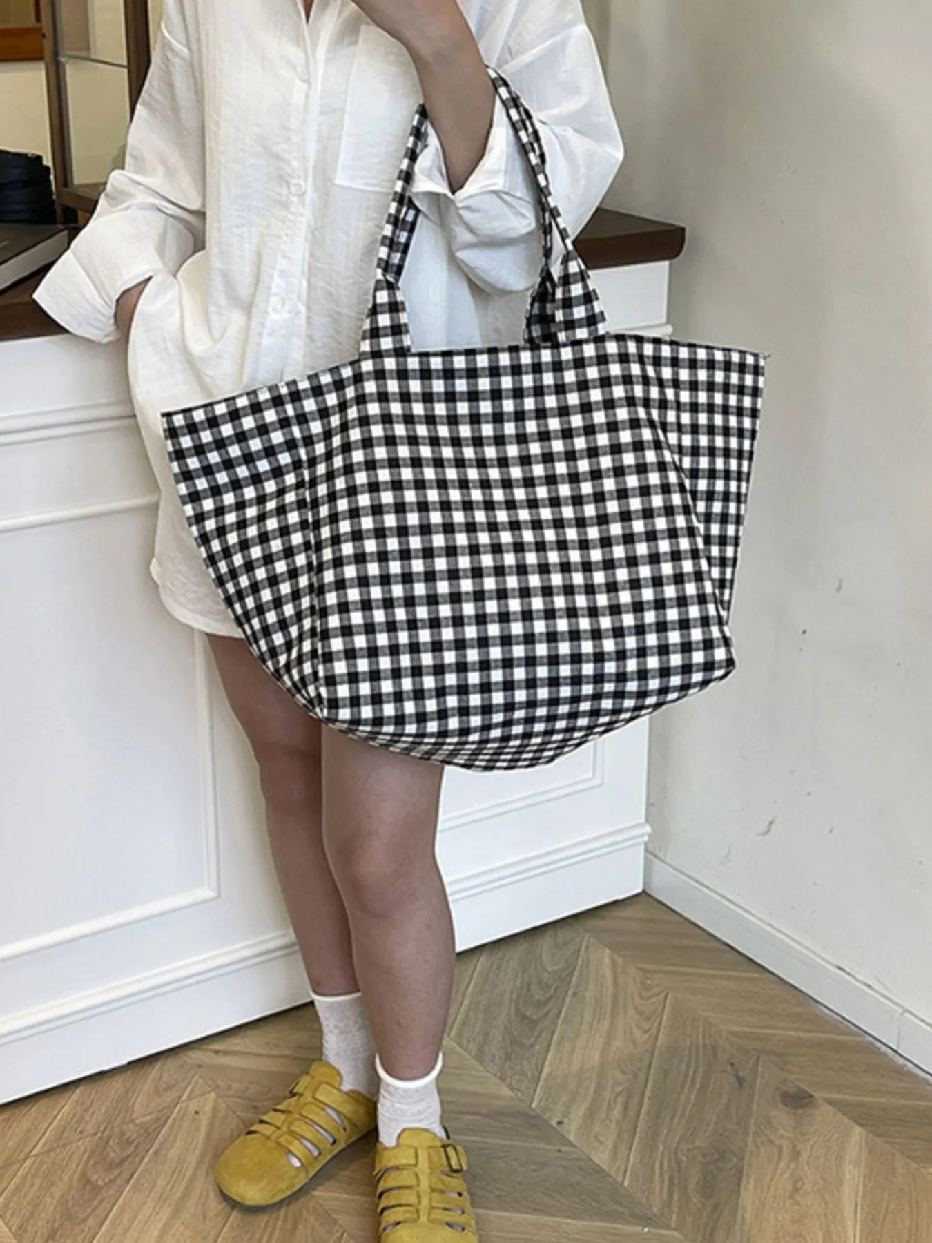 Classic Plaid Tote Bag Trendsi