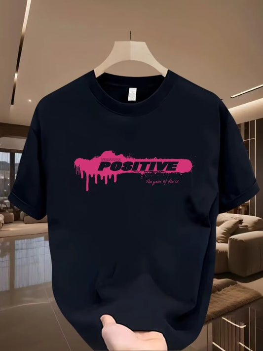 Men's Full Size Letter Round Neck Short Sleeve T-Shirt Plus Size Trendsi