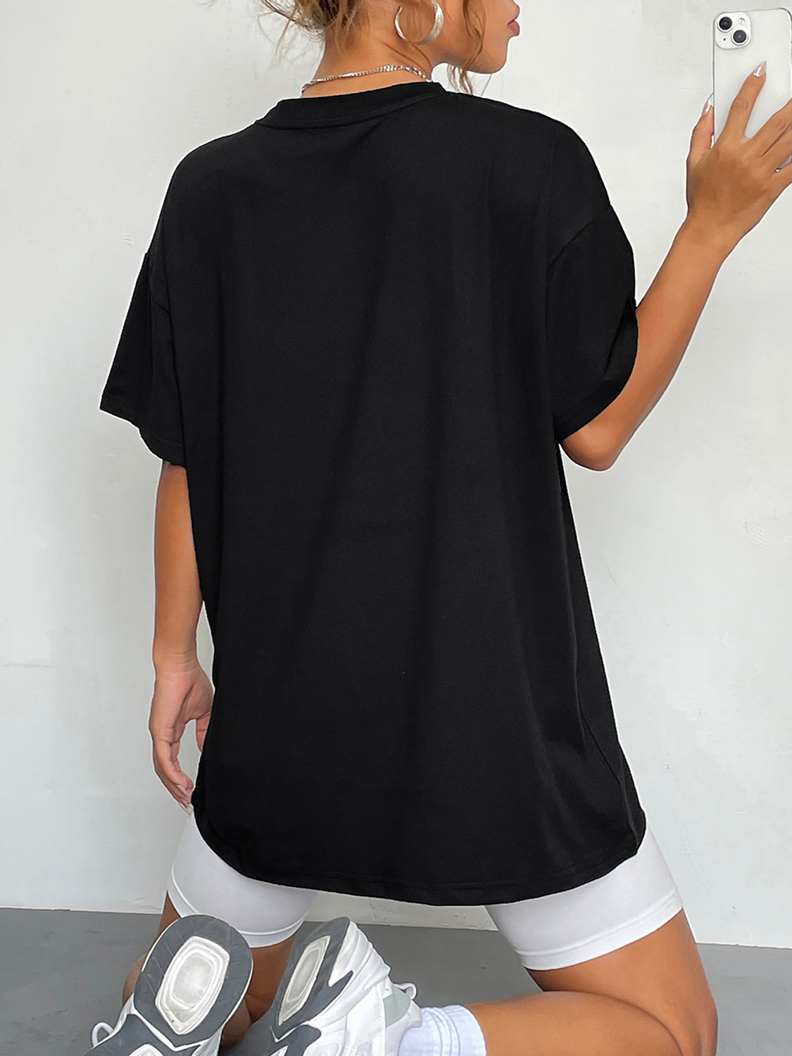 Women Round Neck Short Sleeve Ghost Graphic Halloween T-Shirt NicholesGifts