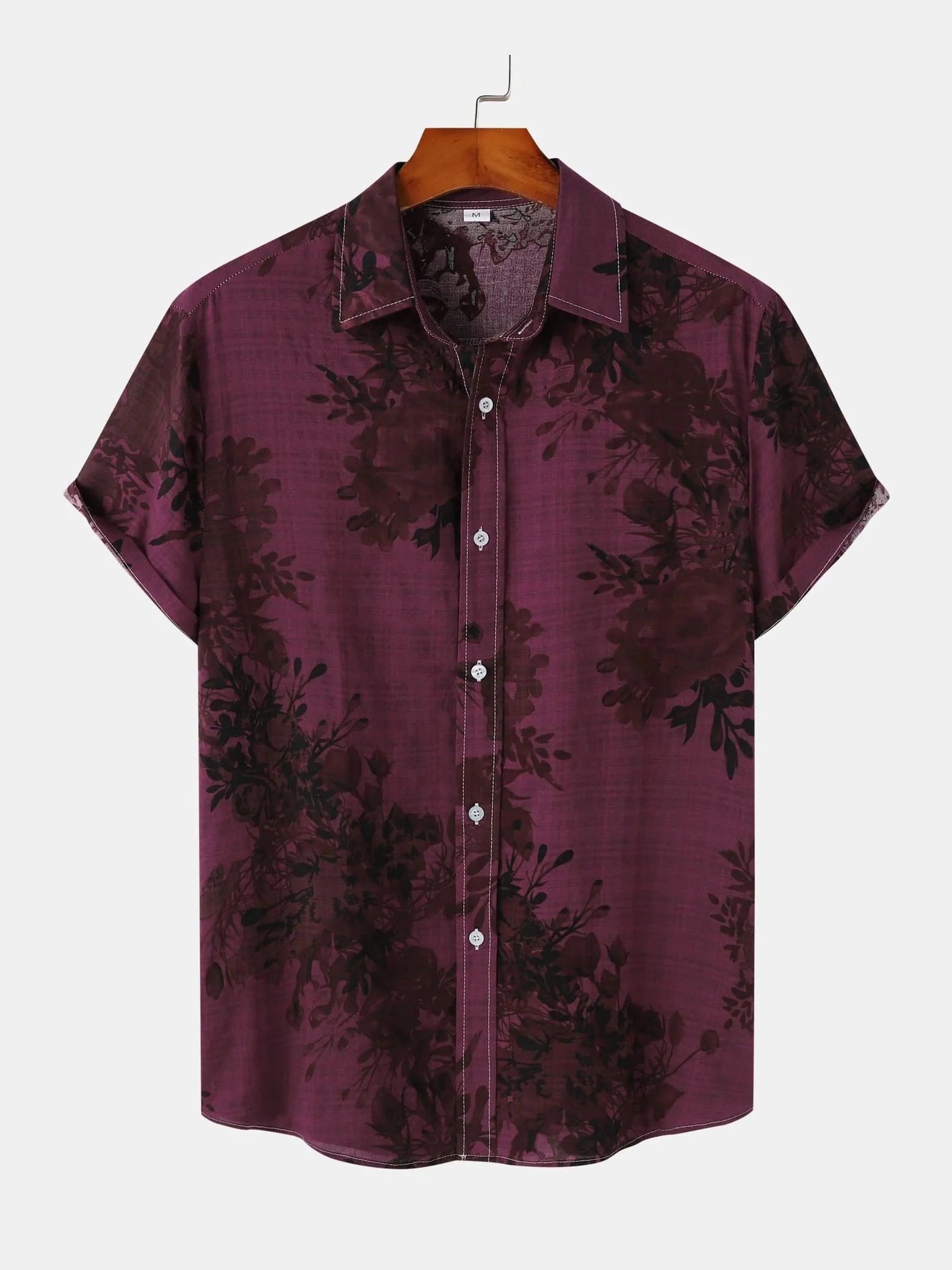 Men's Plus Size Printed Short Sleeve Button Down Casual Shirt Trendsi