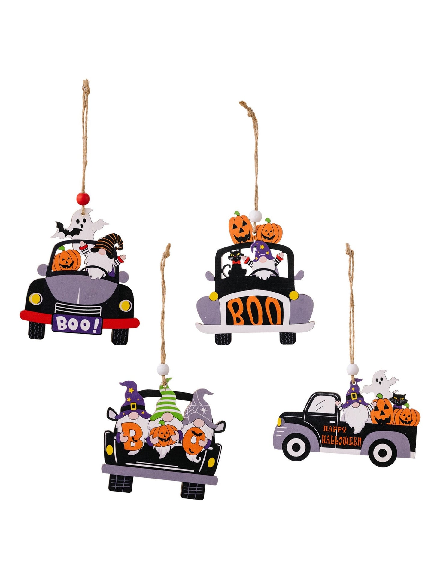 4-Piece Halloween Element Car-Shape Hanging Widgets