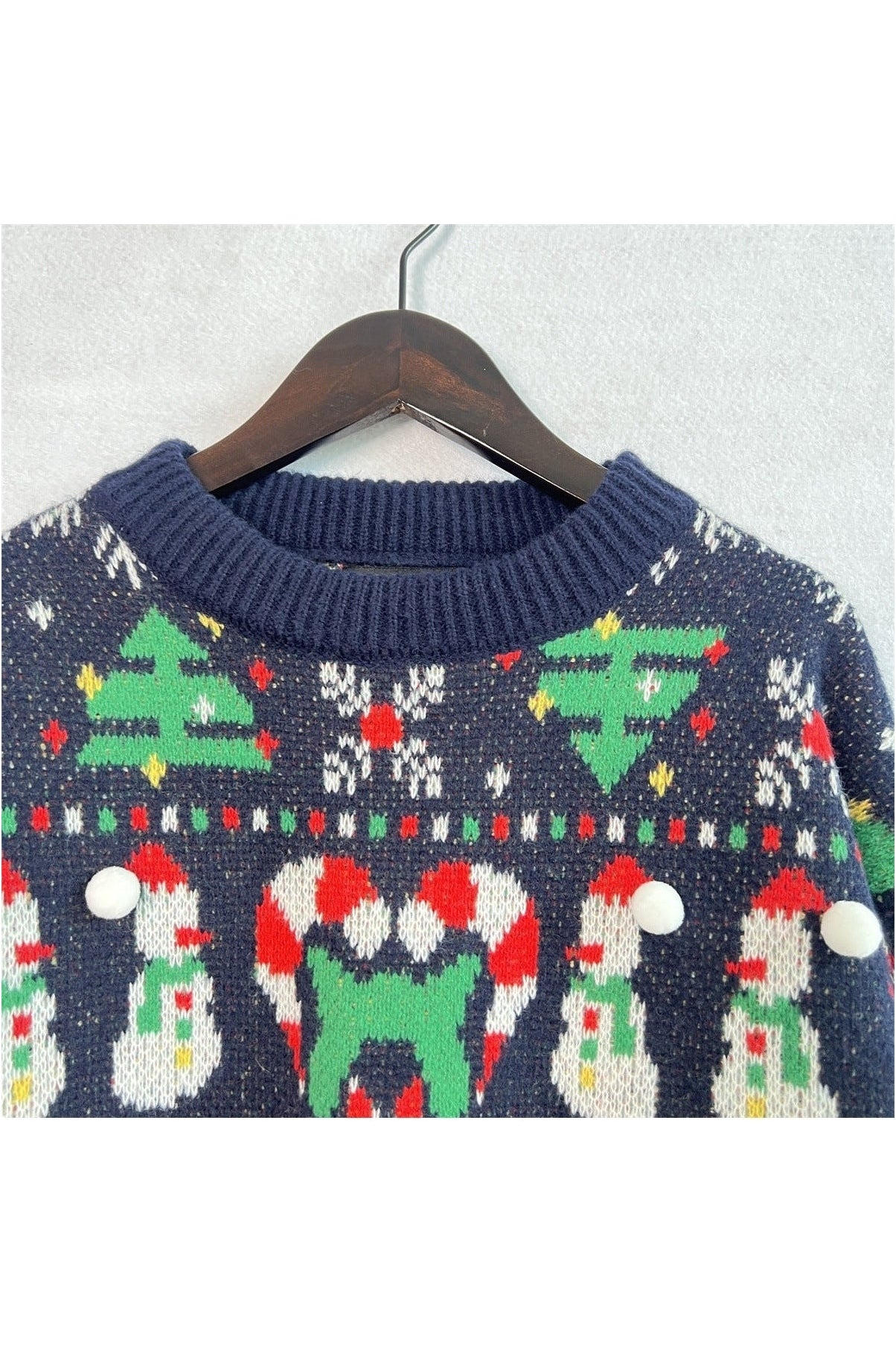 Christmas Pattern Round Neck Long Sleeve Sweater NicholesGifts