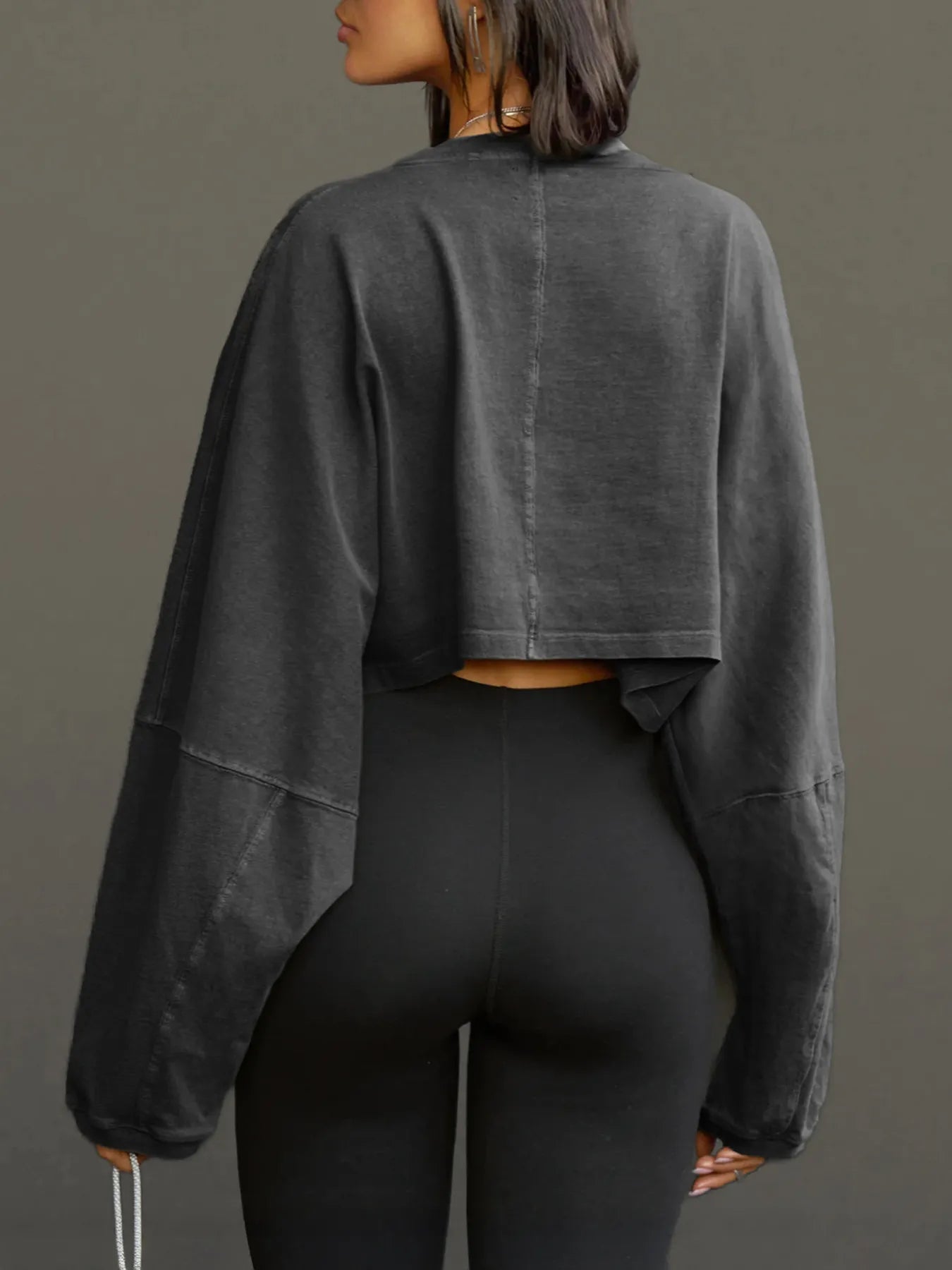 Round Neck Long Sleeve Crop Sweatshirt NicholesGifts